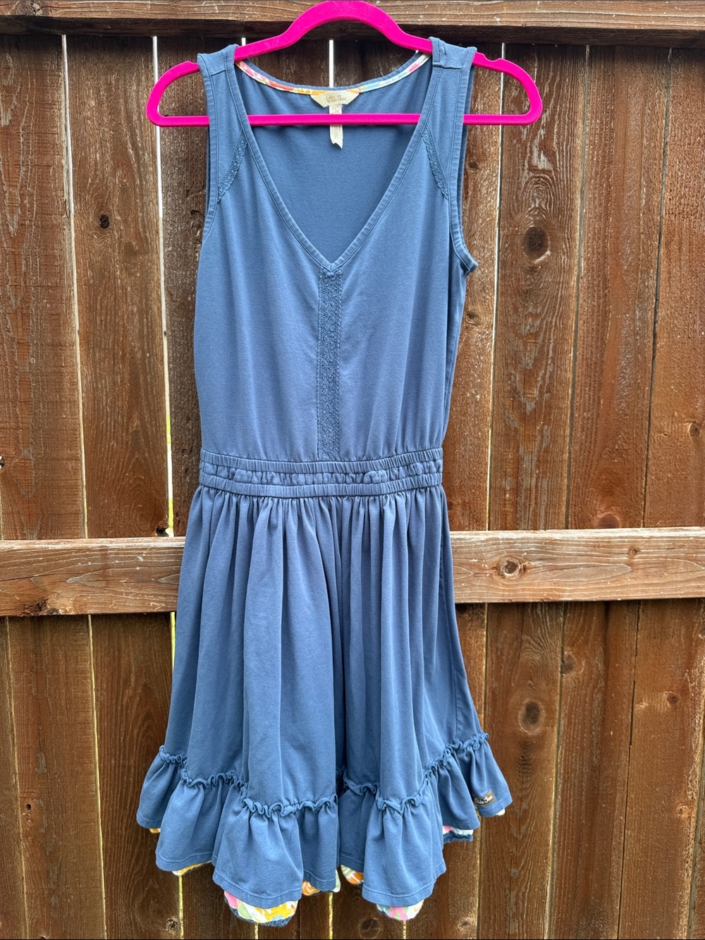 Matilda Jane Dusty Blue V-Neck Ruffle Hem Dress